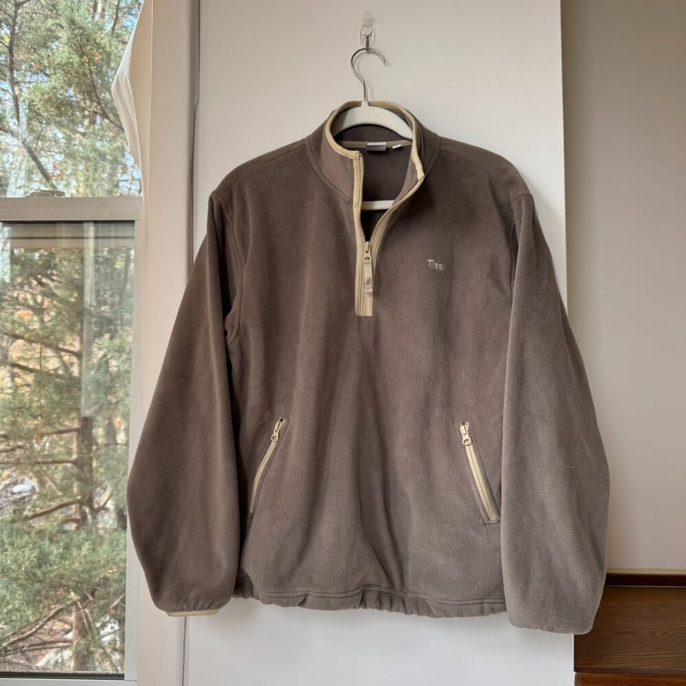 Aritzia TNA Sno Polar Quarter Zip Pullover Fleece Jacket Taupe Contrast Small - Picture 8 of 11